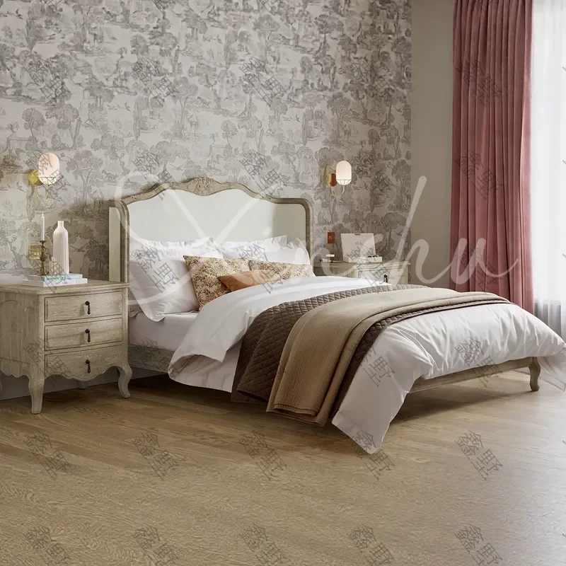 Rustic All Solid Wood Double Bed 1.8m Carved High End White Oak Retro Beech Bed Frame