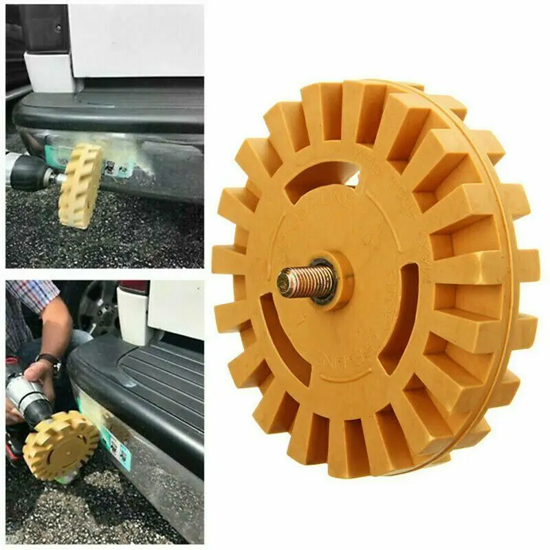 

4'' Rubber Pneumatic Degumming Disc Thread 5 / 16-24 Gear Household Stripe Decal Removal Electric Drill Tire Polishing Tool