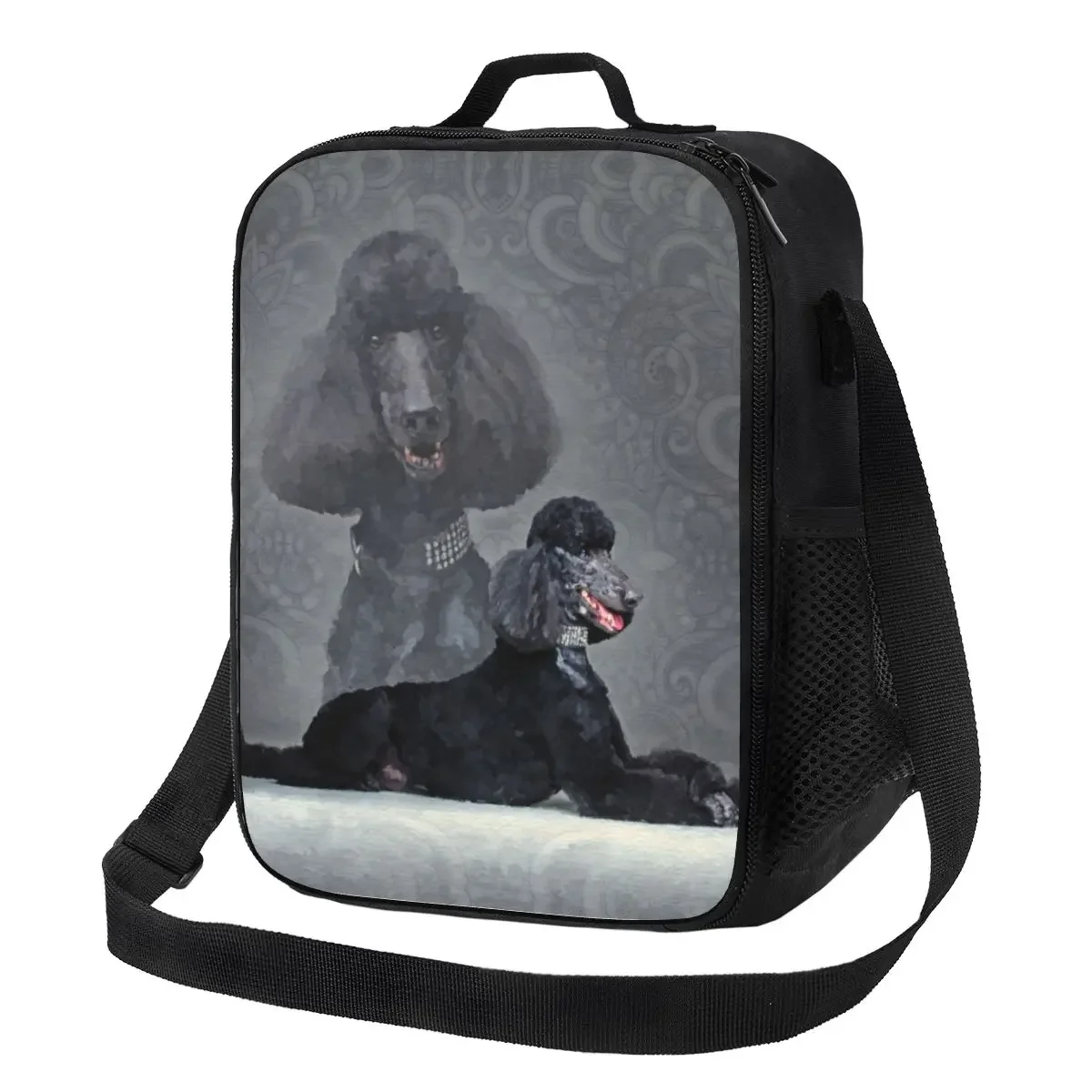 

Elegant Black Standard Poodle Insulated Lunch Bags for School Office Pudel Caniche Dog Resuable Thermal Cooler Bento Box