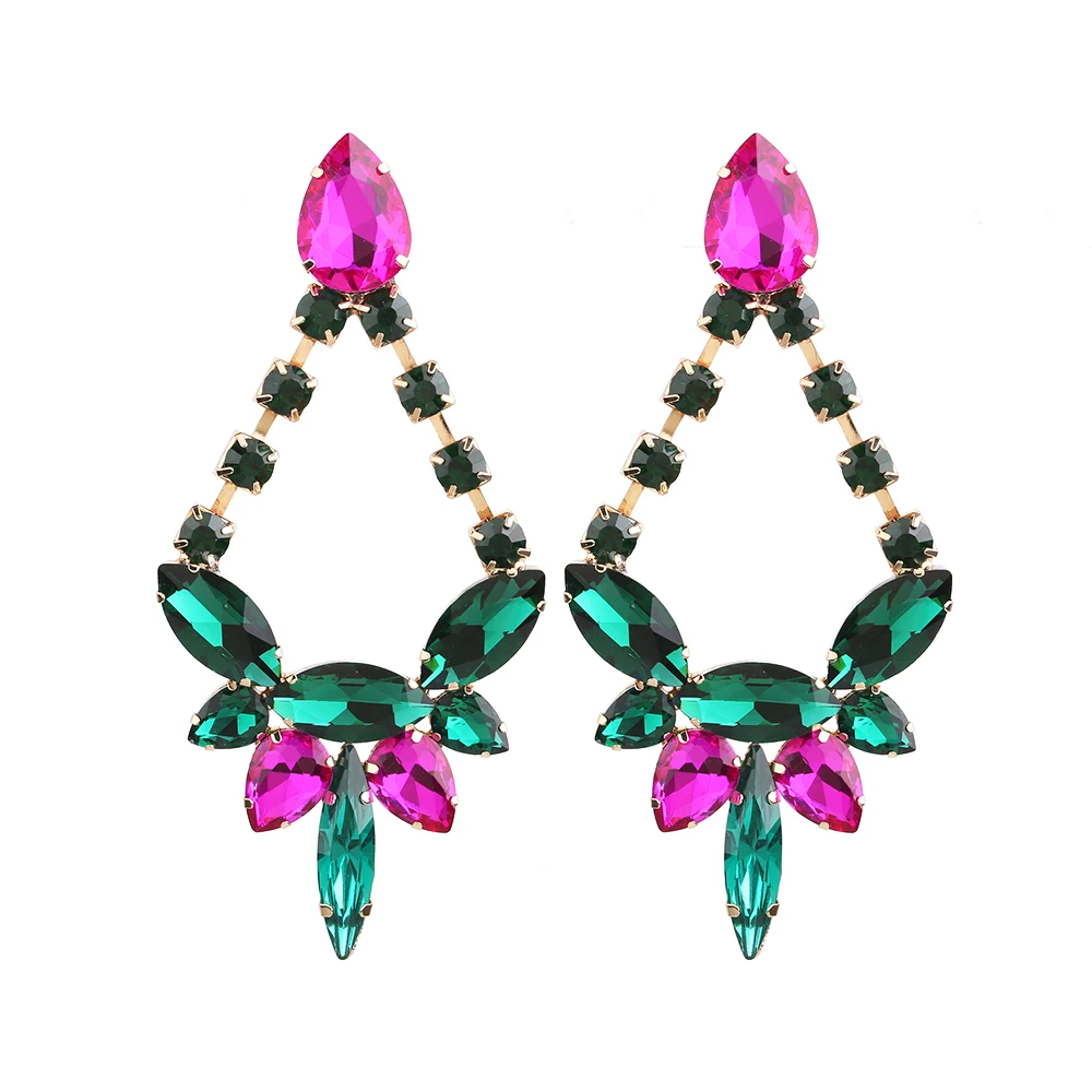 Long Drop Earrings Jewelry For Women Available Gorgeous Glass Gemstone   Rhinestone Long Dangle Hanging Dangle Drop Earrings