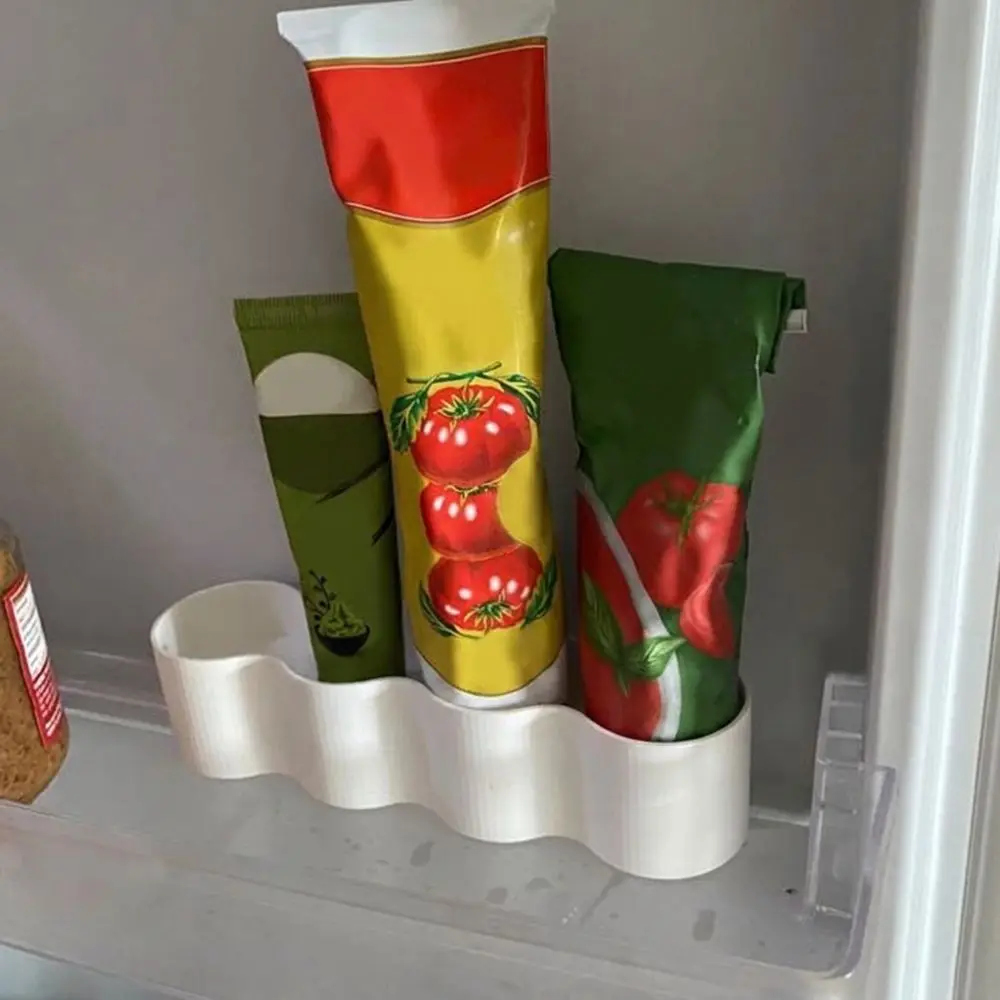 4 Slots Sauce Tube Storage Holder Wave Shaped Plastic Condiment Tube Rack Prevent Sauce Tipping 3D Printing
