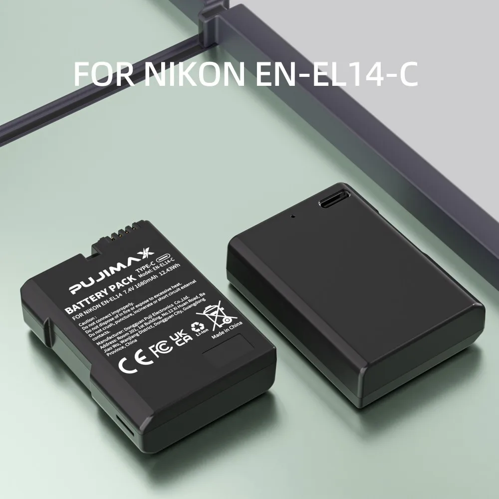 PUJIMAX N-EL14 EN-EL14a ENEL14 EN EL14 EL14a Battery With TYPE-C USB Inport for Nikon D3100 D3200 D3300 D5100 D5200 D5300 P700