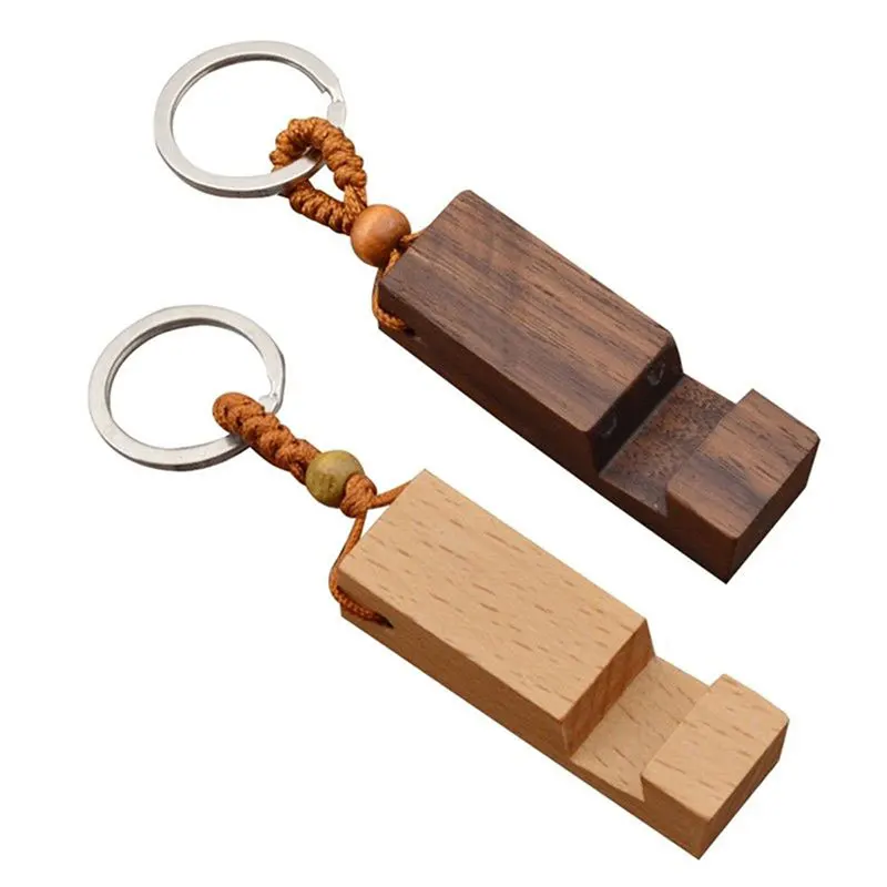 50Pcs Wood Phone Holde Lightweight Slim Design Wooden Mobile Phone Stand Holder Stand Pendant Keychain