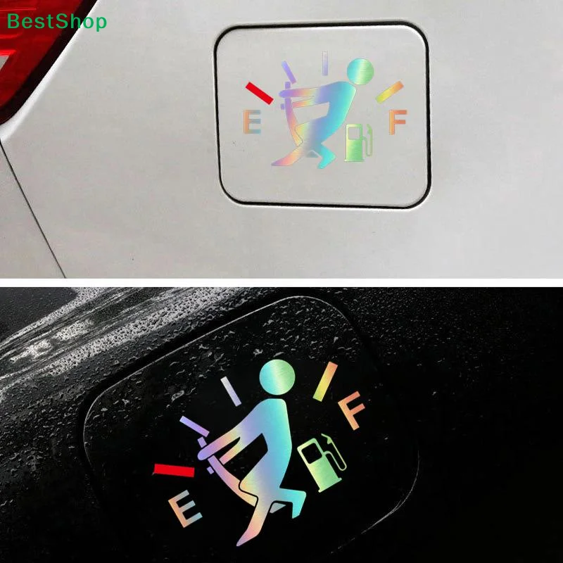 Car Fuel Tank Cap Sticker Creative Cartoon Pointer Reflective Decals Refueling Cover Exterior Decor Automobile Accessories