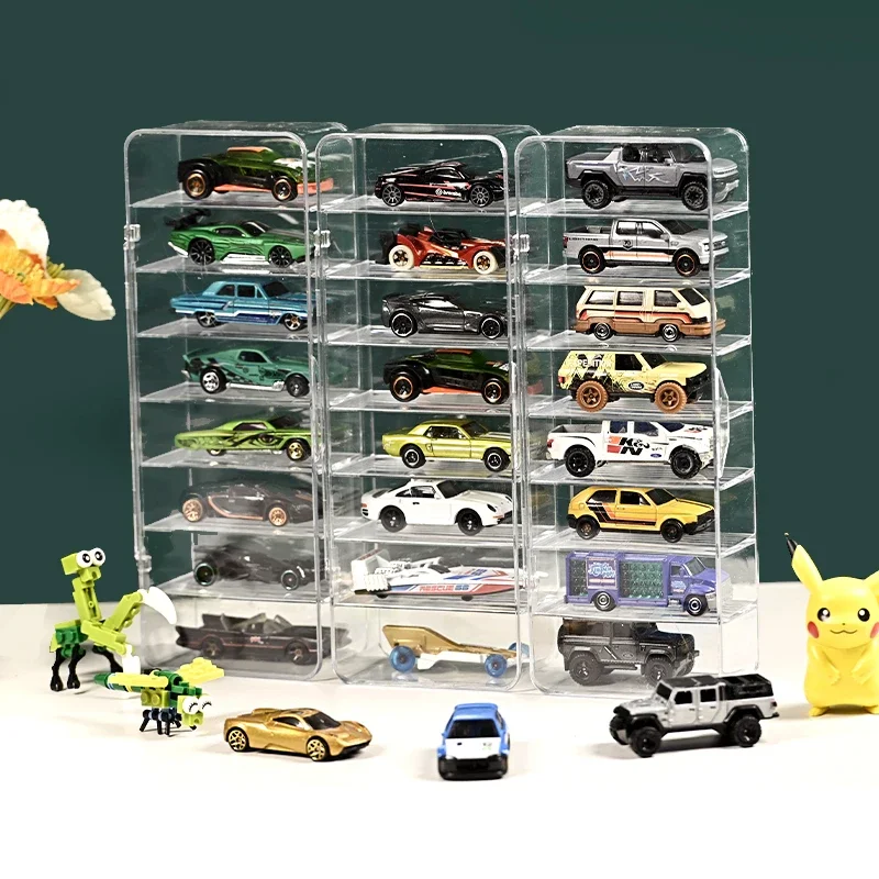 Transparent Acrylic Storage Box for 1:64 Diecast Car Model Hot Wheels Display Box Boys Toys Dustproof Educational Birthday Gift