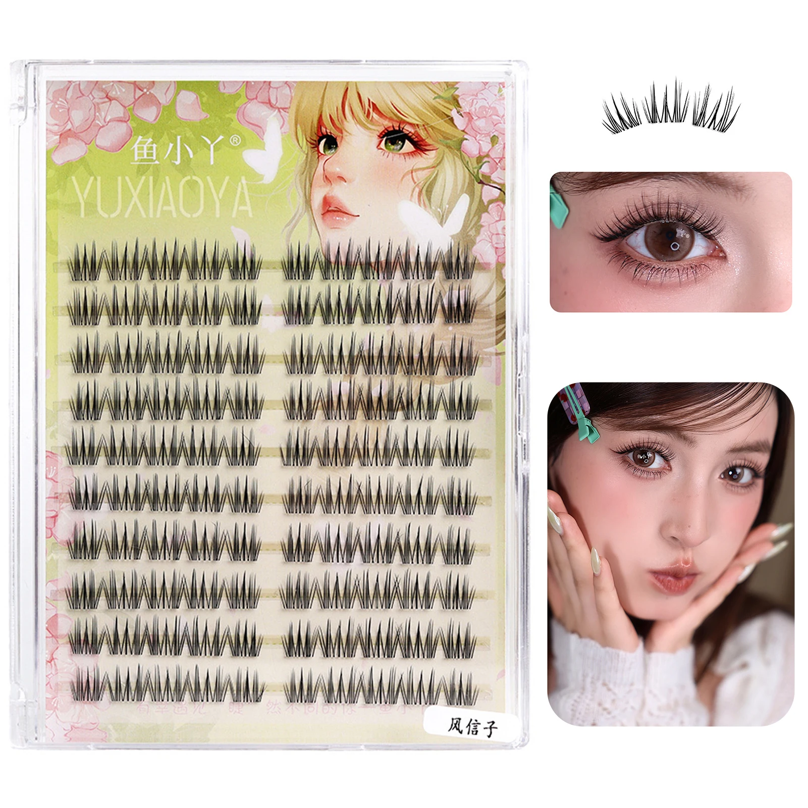 10 Reihen natürliche flauschige künstliche Wimpern-Cluster 9–12 mm DIY-Wimpernverlängerung weiche individuelle Anime lange falsche Wimpern