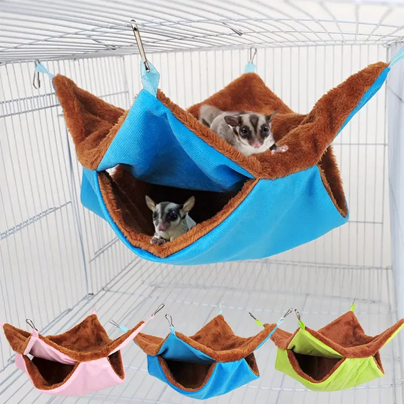 

Solid Color Winter Pet Hammock Double Layer Thick Plush Hamster Hammock Chinchilla Guinea Pig Ferret Sleeping Hamster Cage