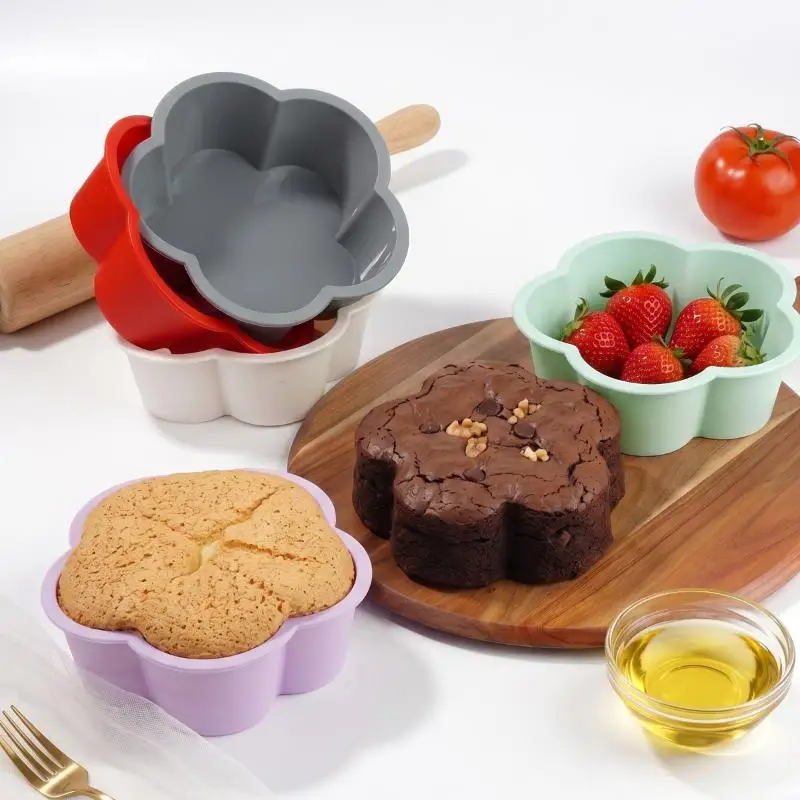 Flower Shaped Cake Pan Nonstick Kitchen Silicone Cake Molds For Cheese Chocolate Baking Pans Dessert Mold Freezer Safe