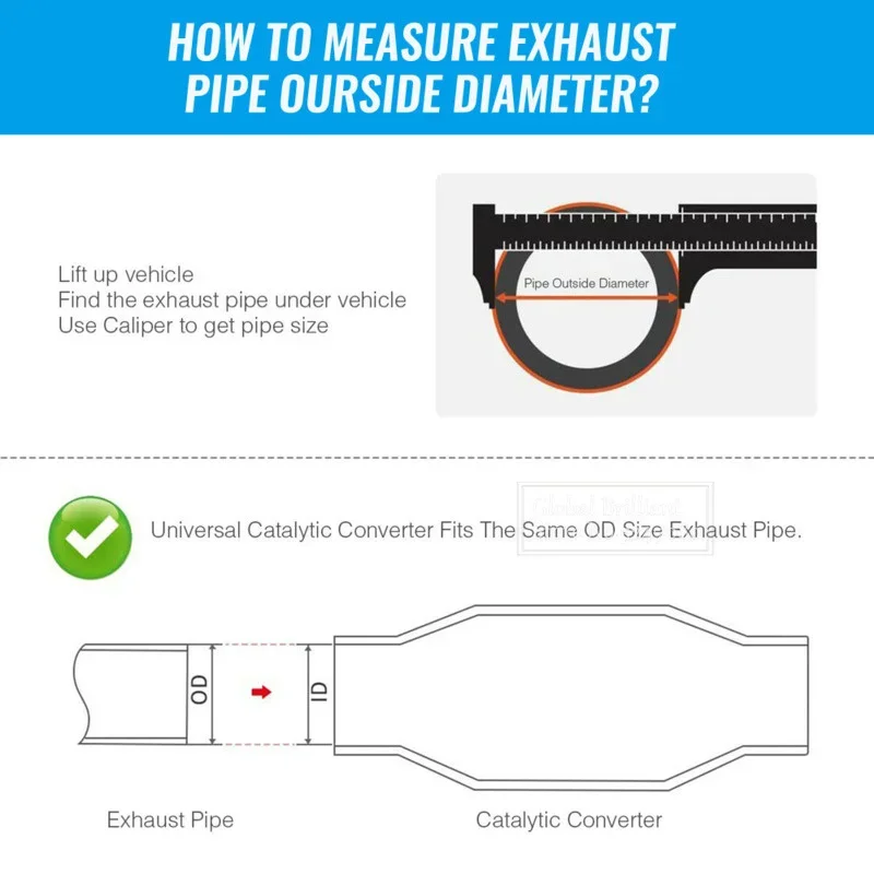 2/2.25/2.5/3 inch Universal EURO 1 Catalytic Converter 400 Cells High Flow Muffler Round Stainless Steel Car Engine Accessorie