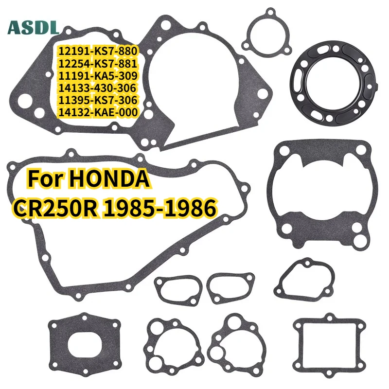 12191-KS7-880 Moto Overhaul Repair Pad Complete Full Cylinder Head Overhaul Gasket Mat for Honda CR250R 1985-1986 12254-KS7-881