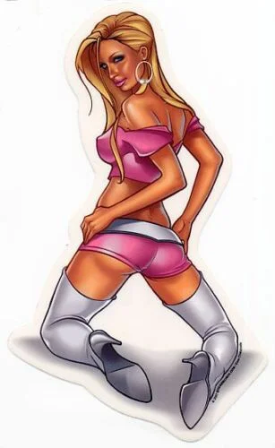 

For SEXY PARIS HILTON pinup Girl IN PINK Shorts PINUP STICKER/VINYL DECAL