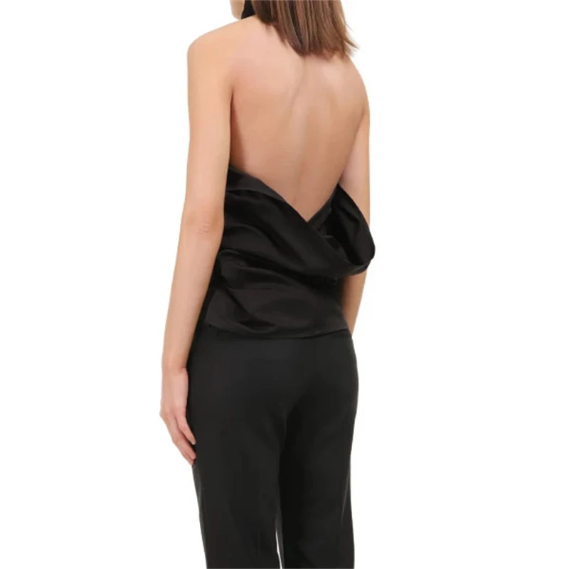 High-Quality Summer New Linen Blend Cross-Neck Drapey Vest Women's Fashion Sexy Hollow out Evening Wrap Chest Evening Gown