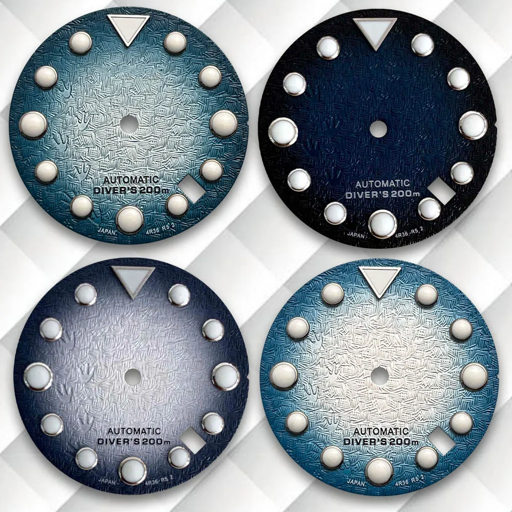 

28.5mm S Logo Fit NH35/NH36/4R/7S Movement Latest styles 3D Footprint Dial C3 Green Luminous Watch Modification Accessories