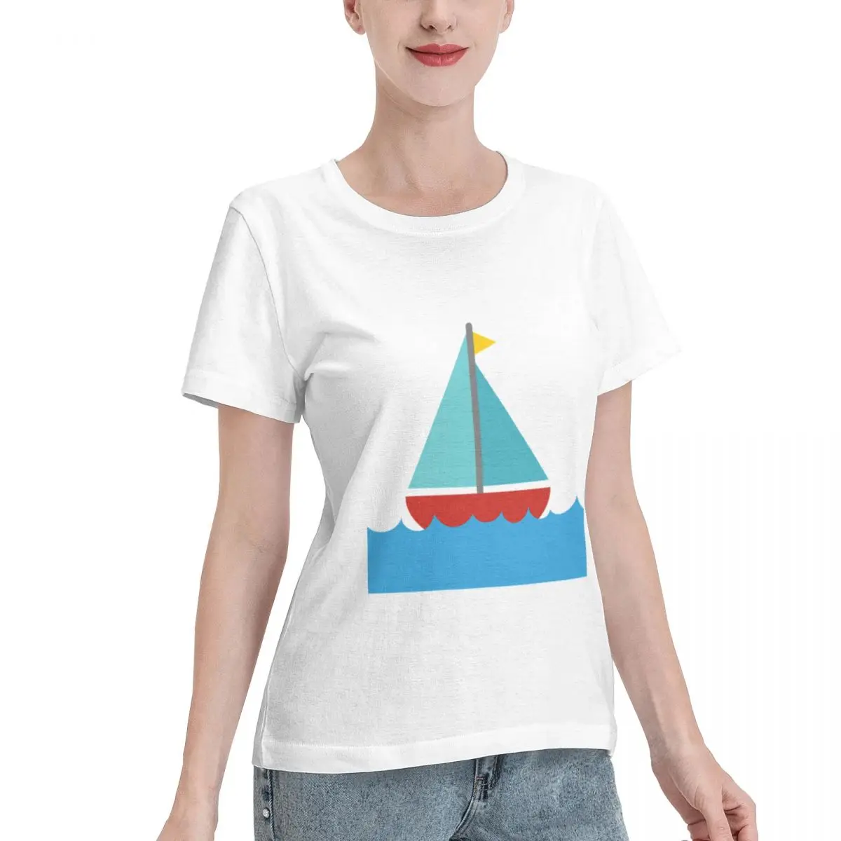 Skin Safe Sail Boat Women's T-shirt Minimalist Blank T Shirt