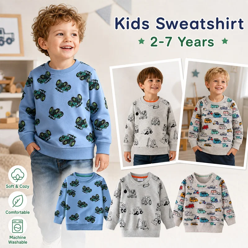 Little Hand Toddler Boys Crewneck Sweatshirts Cotton Long Sleeve Shirt Tops 2-7YKids Fall Winter Spring Cute Clothing for School