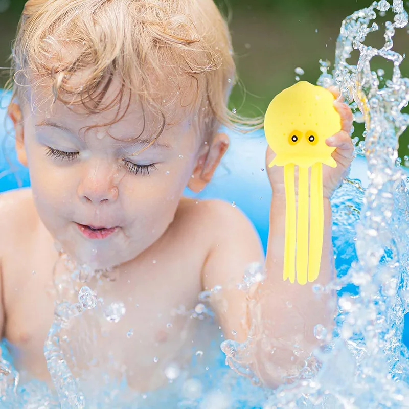 4-kleuren schattige kinderen badknijpspeelgoed stressbal drijvende waterabsorberende octopus zwemmen speelspeelgoed voor vakantiegeschenken