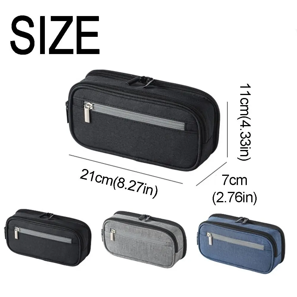 Gift Solid Color Pencil Case Portable Large Capacity Stationery Organizer Zipper Closure Durable Pen Organizer Pouch Office Use