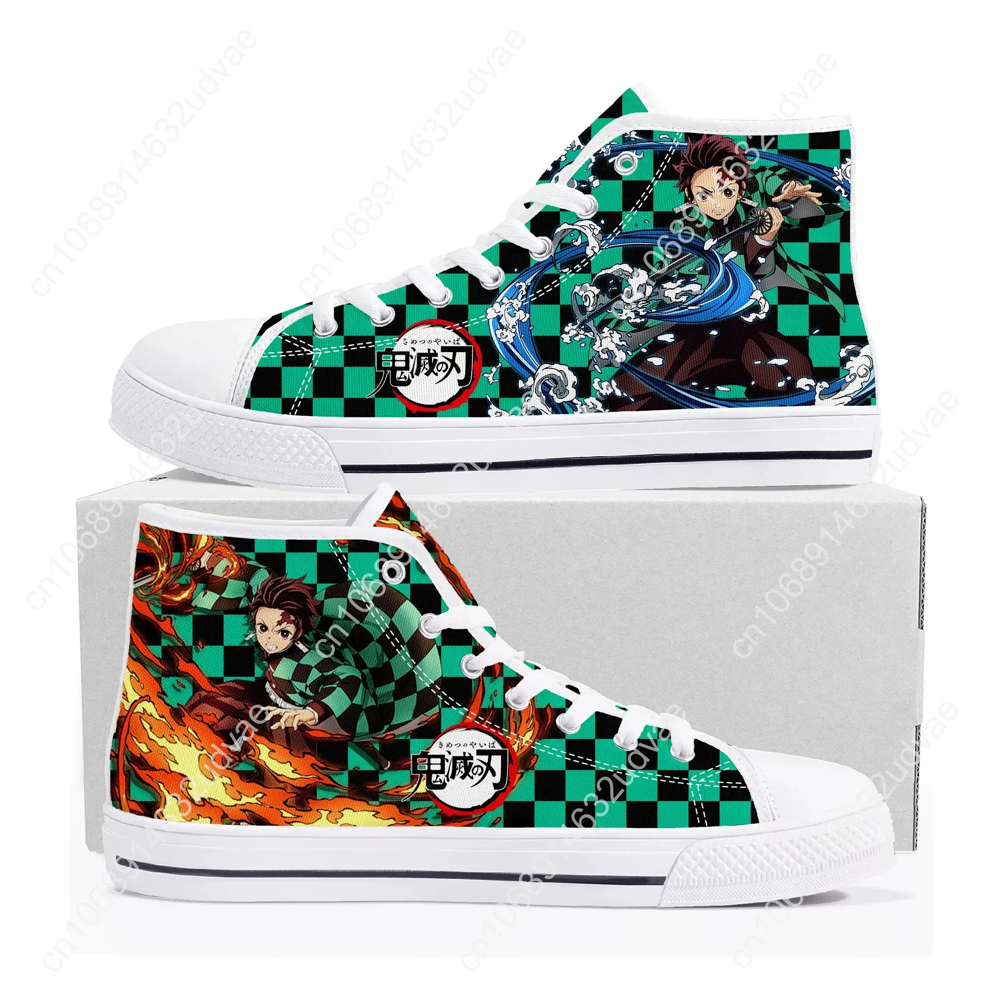 Anime Cartoon Manga Tanjirou Nezuk Mode High Top Sneakers Herren Damen Teenager lässig Leinwand Sneaker lässig benutzer definierte Schuhe