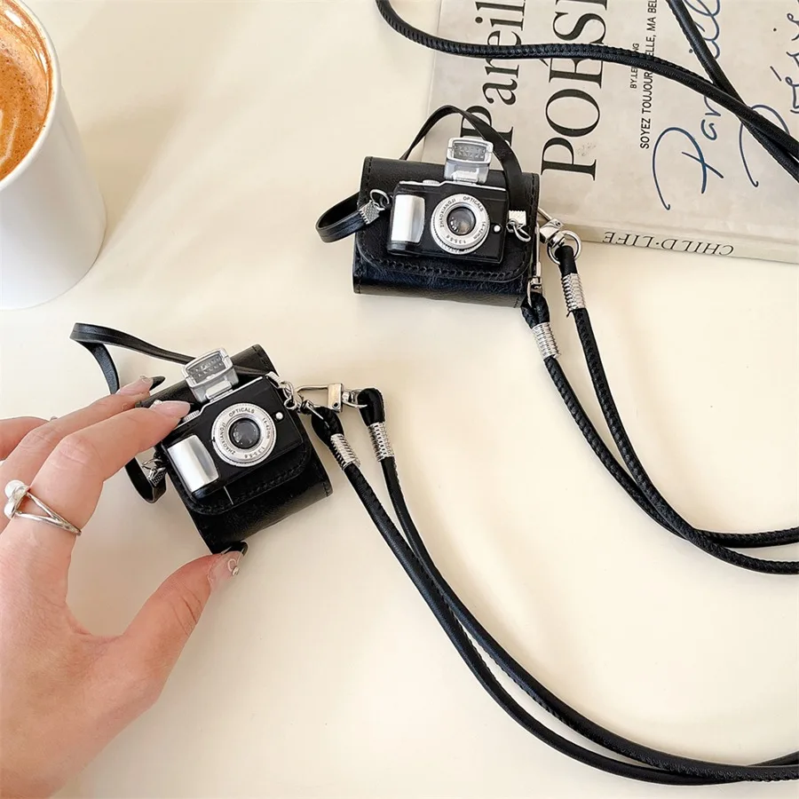 PU Leather Camera Pattern Case para Airpods Pro, Airpods 3, 4, 1, 2, 3, 4, luxo, saco de armazenamento de fone de ouvido, Airpod Pro 2