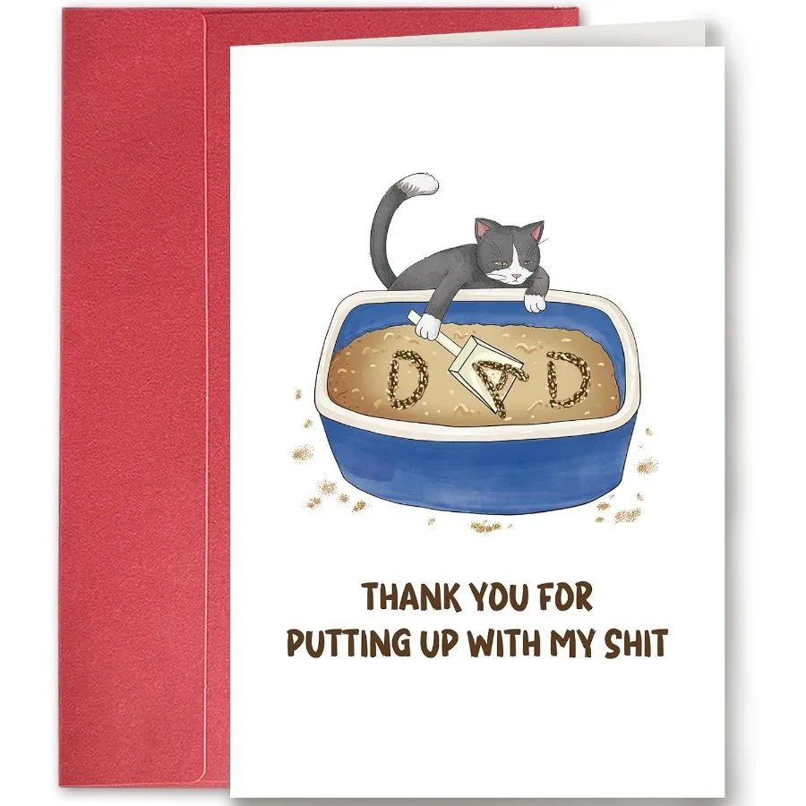 Hilarious Father's Day Card for Cat Dad Witty Birthday Gifts for Cat Lover Happy Fathers Day Gift from Cat