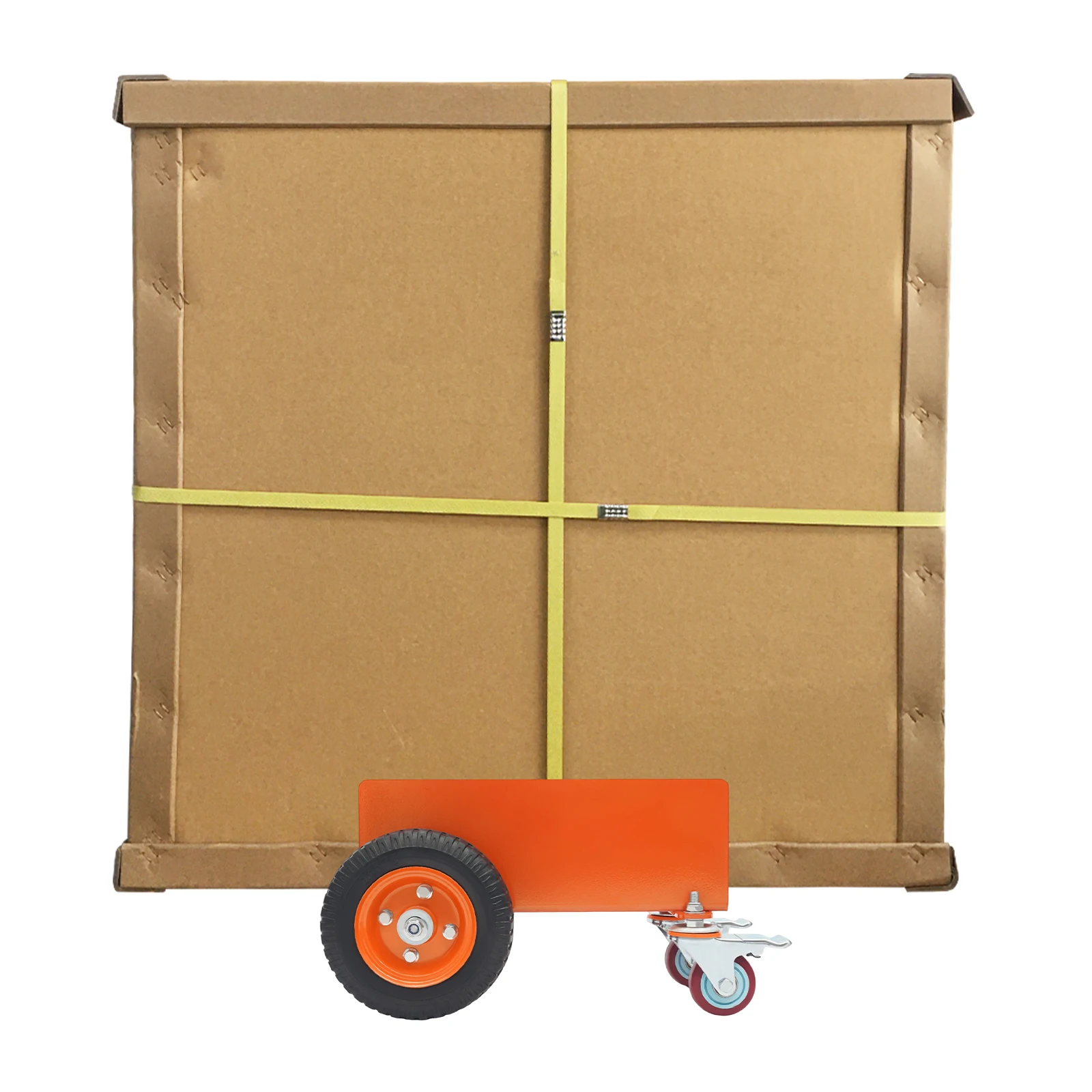 Panel Transport Dolly, Alloy Steel Electrostatic Sprayed Drywall Carrier 300kg Load 8In Pneumatic Brake Wheel Anti-slip Mat For Plywood Glass Metal Sheet Moving