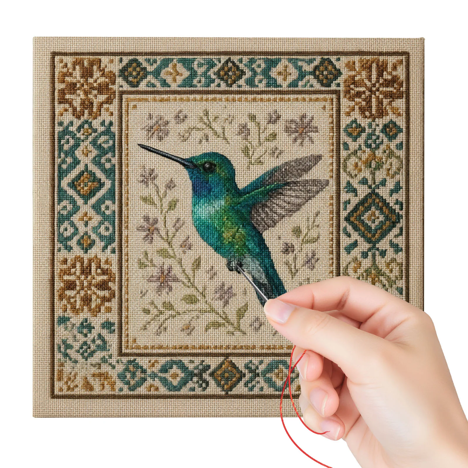 

Набор для вышивания крестиком «Крестообразный вышивальный узор» с цветочным рисунком, вышивка крестиком с изображением колибри, декор для дома, настенное искусство