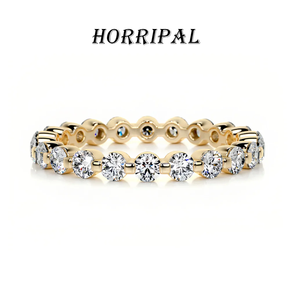 

HORRIPAL D VVS1 Full Diamond Moissanite Ring for Women 925 Sterling Silver GRA Sparkling Party Classic Stackable Luxury Jewelry