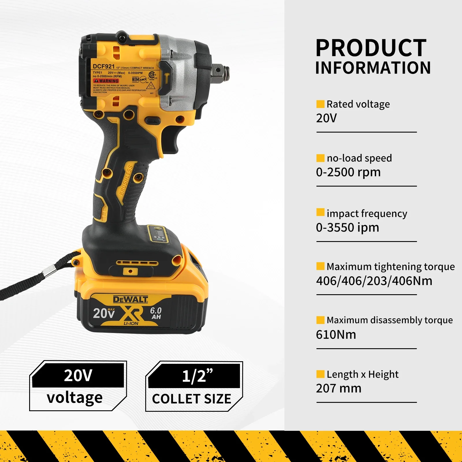 DEWALT DCF921 Cordless Impact Wrench - Used for Advanced Performance Electric ATOMIC 20V Maximum 1/2 Inch Variable Speed Tools.
