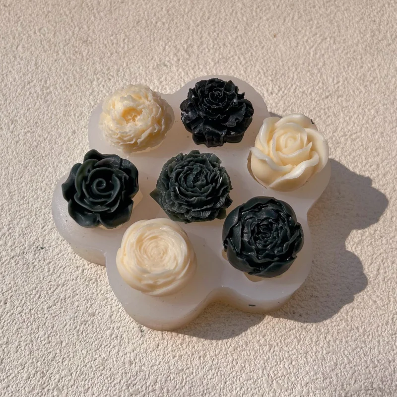 7 Flower Peony Rose Candle Silicone Mold7 Peony Rose Cake Chocolate Dessert Mold