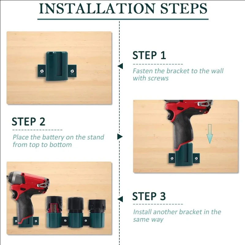 For Makita Battery Rack Durable Battery Hanger For Milwaukee/Bosch 10.8/12V Tool Holder Dock Mount Battery Holder Wall Mounted