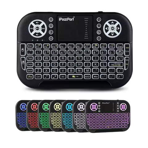 iPazzPort Mini Wireless Keyboard Remote Control Touchpad Mouse Combo Backlit for Tablet/TV Box/Windows/PC (Bluetooth&amp; 2.4G REV))