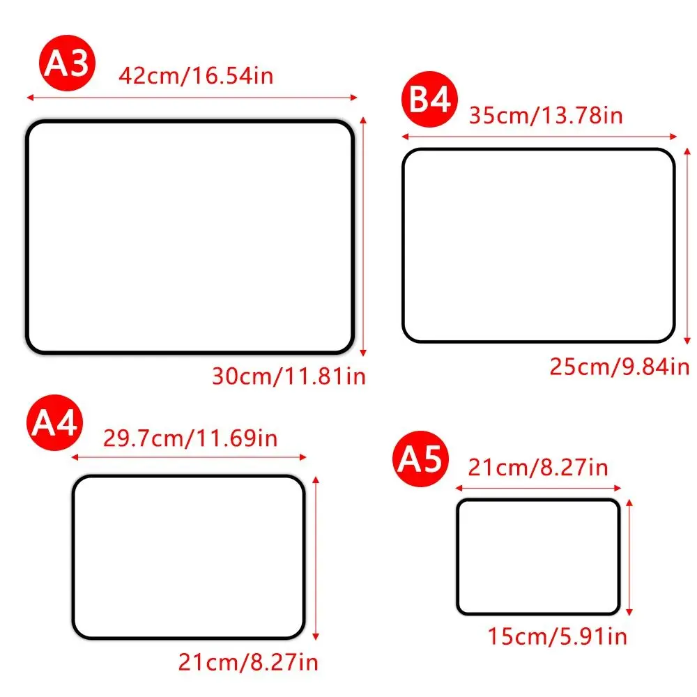Pizarra Blanca A5/A4/B4/A3, Pizarra de Doble Cara para Dibujar y Escribir, Reutilizable, Magnética, Borrable, para Niños