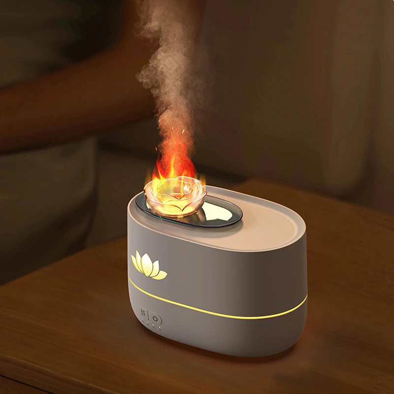 Lotus Flower Air Humidifier USB with LED Lamp Home Mini Diffuser 350ML USB Cable