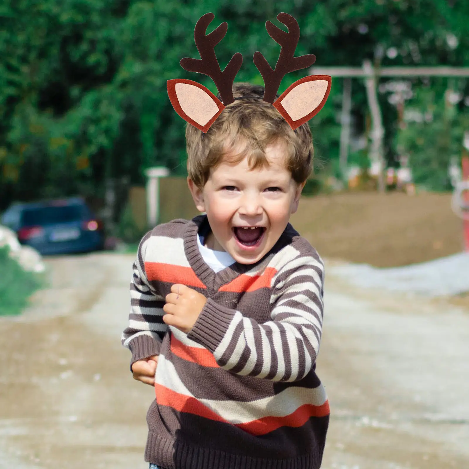 2Pcs Reindeer Antler Headband Festive Christmas Hair Accessory Comfortable Cloth Material Secure Iron Clasp for Couples Kids