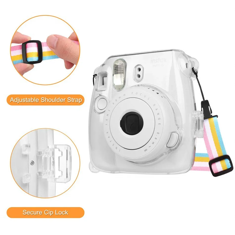 For Fujifilm Instax Mini 9 Transparent Case Plastic Cover Instant Camera Protect Bag With Strap For Fujifilm Instax Mini 8 /8+ view 5