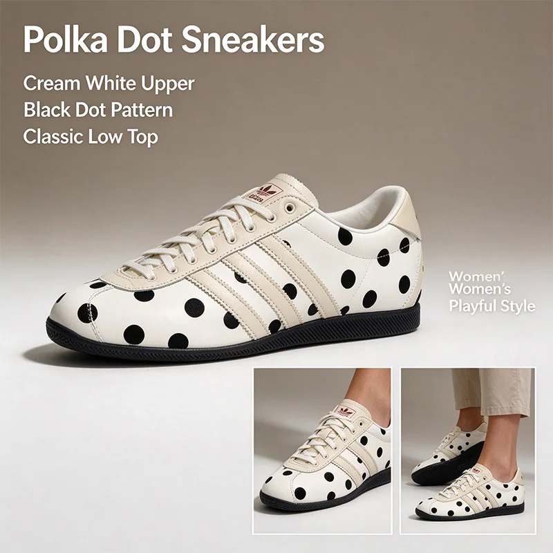 New Adidas ANFU Originals LA1363 Women Casual Shoes  Low Top Lace Up Polka Dot Synthetic Upper Rubber Outsole Free returns