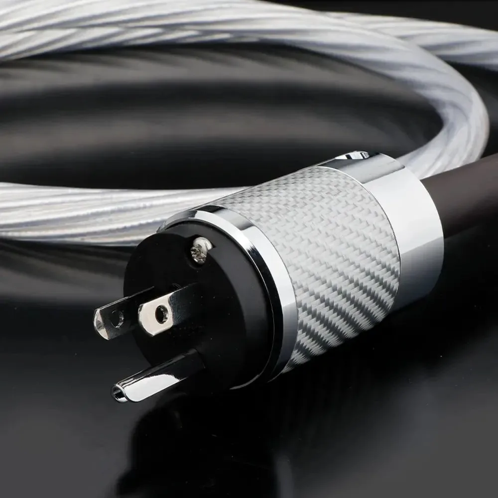 Power Cable Hifi AC Power Cord 8N OCC Slive Plated US EU Plug Socket Connector AC Cord Line 7 Cores Audio Power Cables