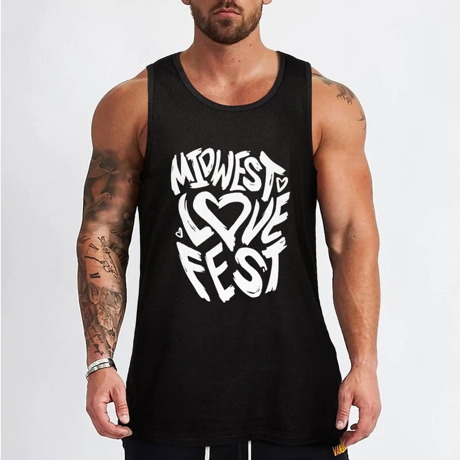 Midwest Love Fest Hand Drawn Tank Top Working vest clothing men Men's gym articles sleeveless