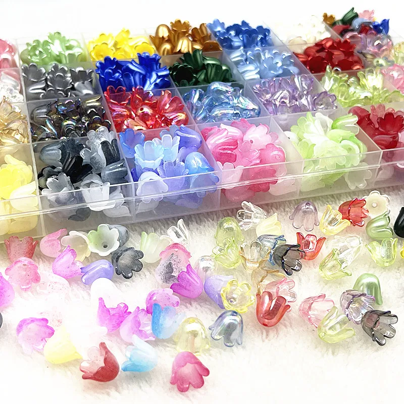 50pcs10x11mm Acrylic Convallaria Majalis Beads Caps Jewelry Findings Bracelets Spacer Beads for Jewelry Making DIY Accessories