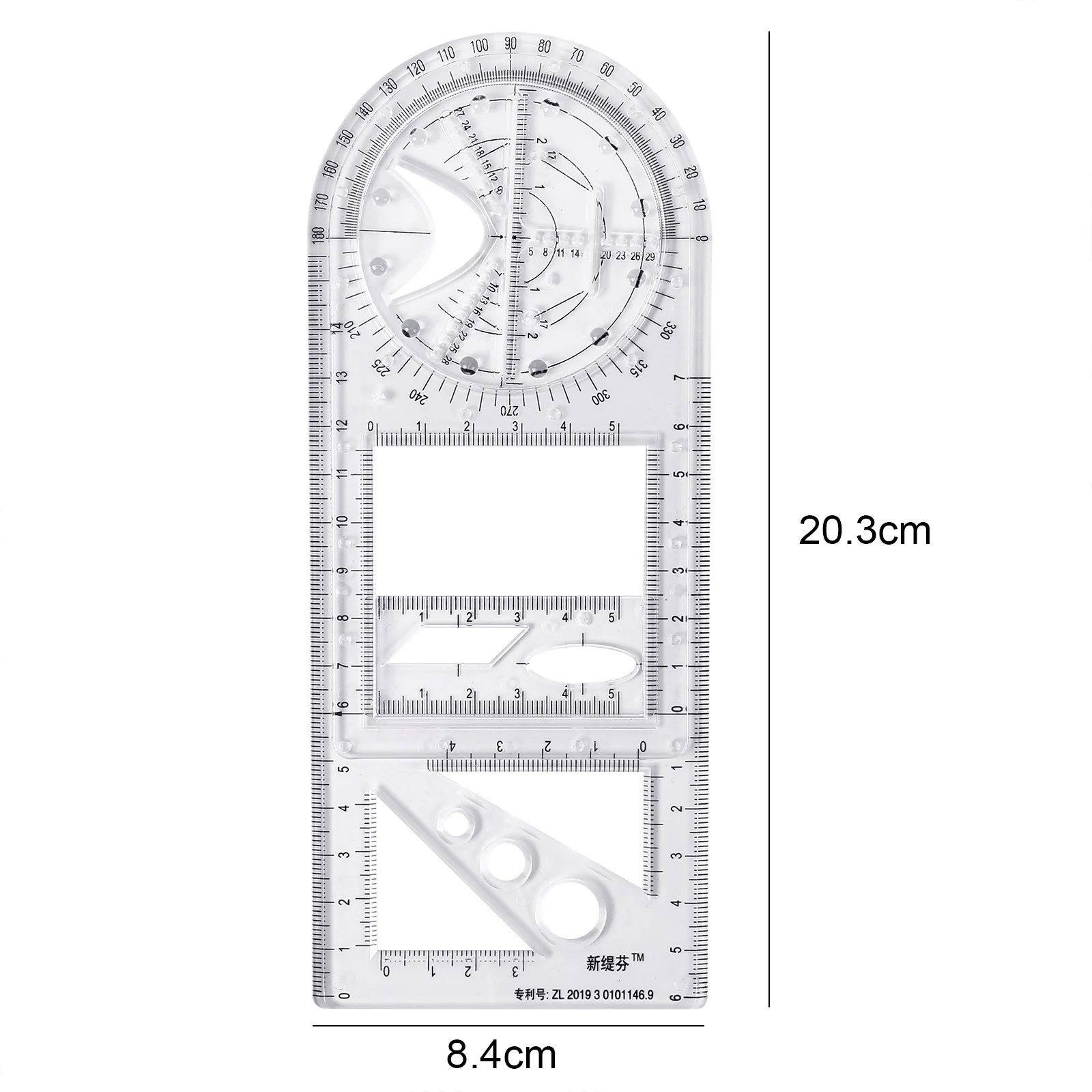 Multifunctional Geometric Ruler, Mathematics Drawing Ruler for Kids Architect Stereo Geometry Ellipse Drafting Scale Ruler