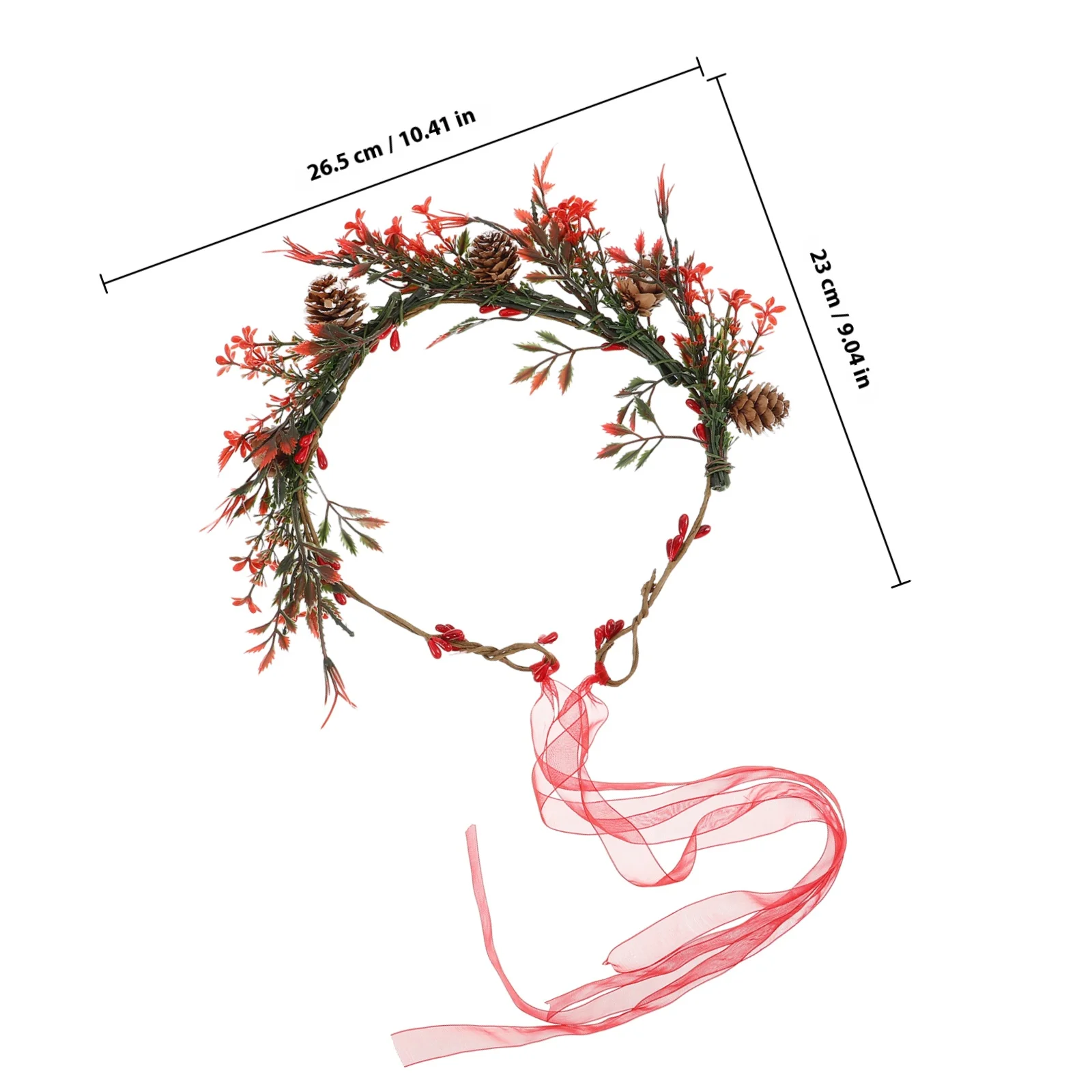 Flower Crown Hair Accessories Red Berry Pine Floral Headpiece For Christmas Wedding Party Prom Photo Shoot Holiday Bridal