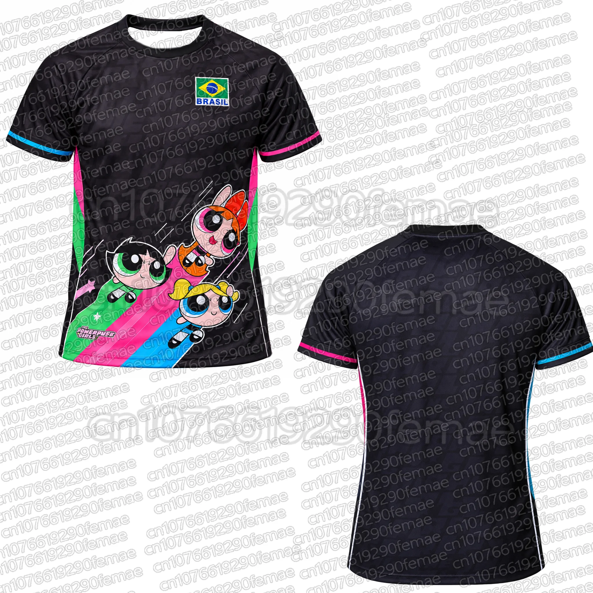 2026 Neues Brasilien Volleyball-Trikot Kinder-T-Shirt im THE POWERPUFF GIRLS-Stil Kurzarm-Oberteil für Jungen und Mädchen Vielseitiges Sport-Shirt – Detail 5