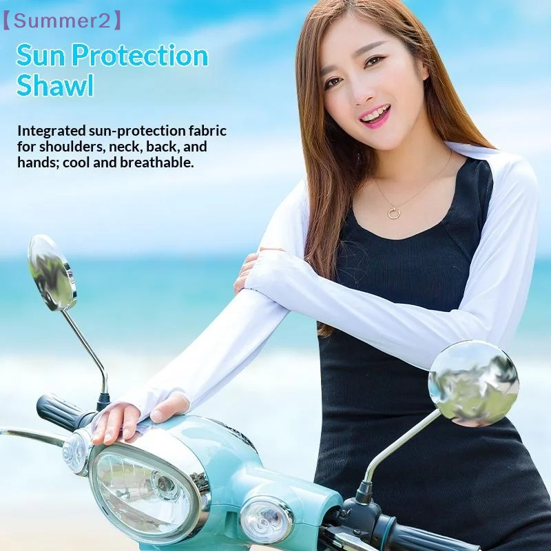 【Xia2】Breathable Sun Protection Anti UV Ice Silk Sleeves Ultra-thin Cooling Shawl Arm Sleeves Outdoor Sports Cycling Hand Cover view 4