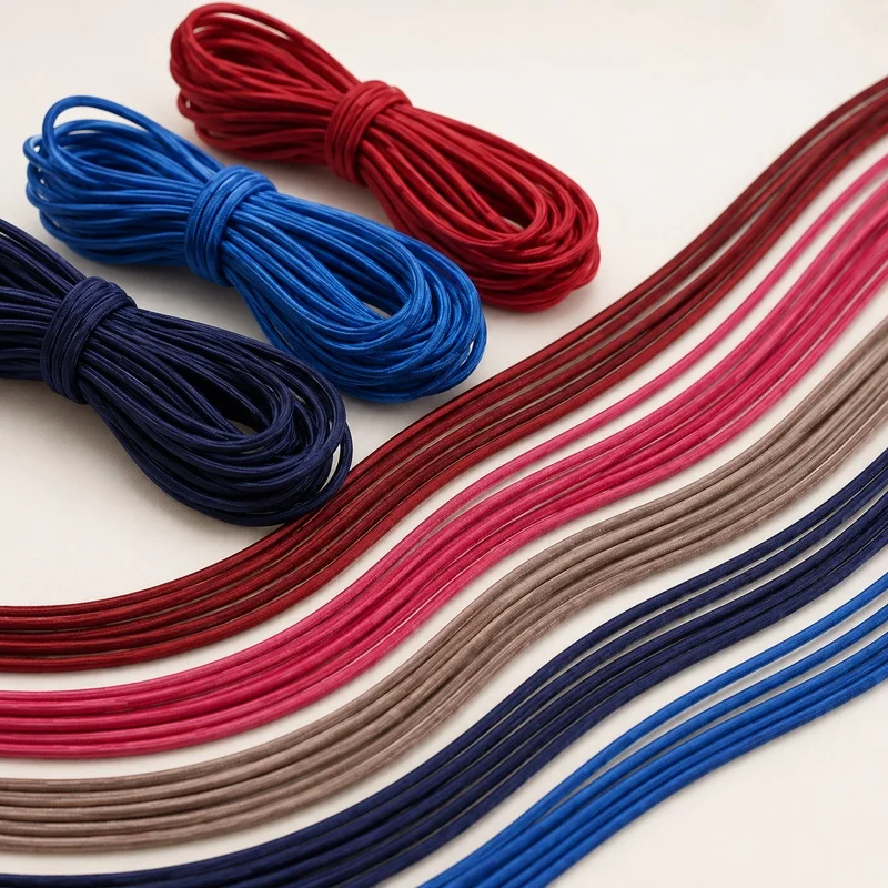 45M 2mm Braided Round Elastic Cord Garment Drawcord Threading Shoe Stretch Lace Hat Drawstring Making DIY Sewing Accessories