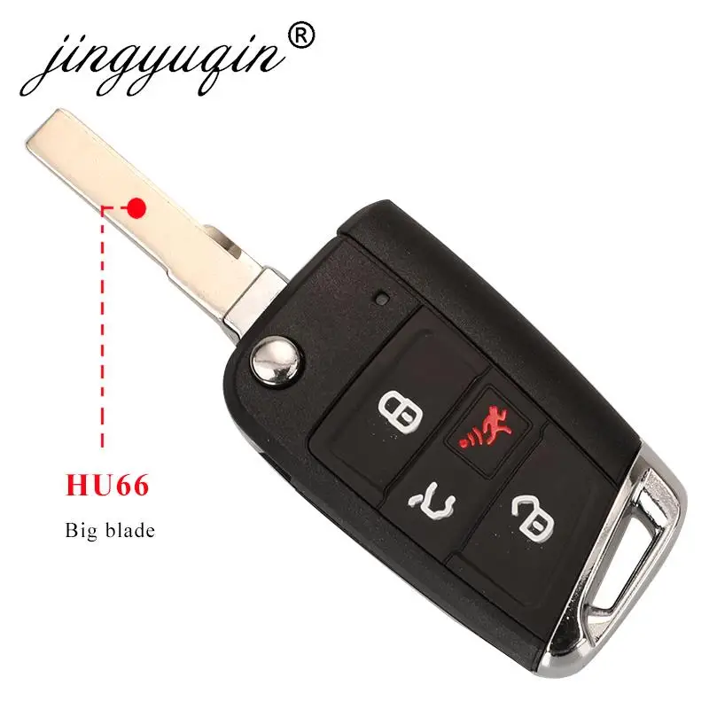 jinyuqin 5pcs 4 Buttons Flip Car Key Shell dla Vw Seat Ibiza Skoda Superb Golf Mk7 Passat B8 Tiguan allspace Remote Key Case