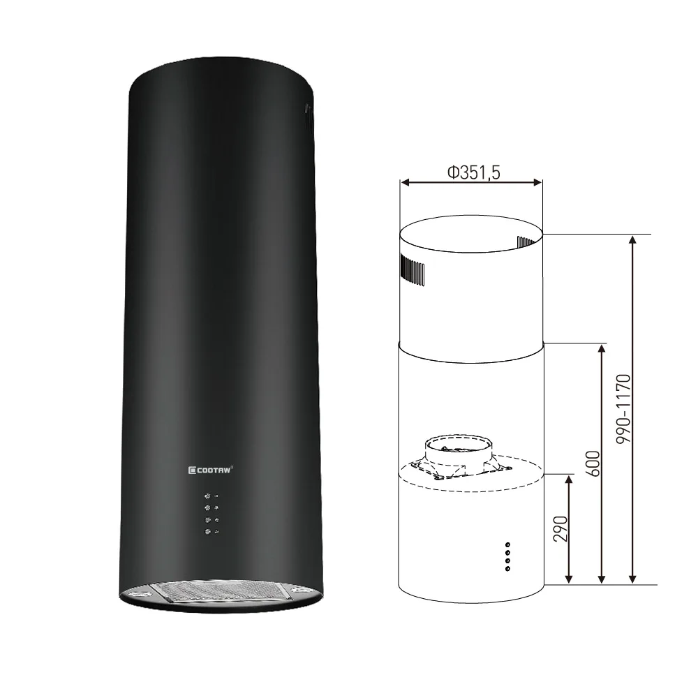 

New Hotel Island Range Hood High Power Top Suction Cylindrical Ceiling Type Island Platform Hoisting Suspended Kitchen Hood