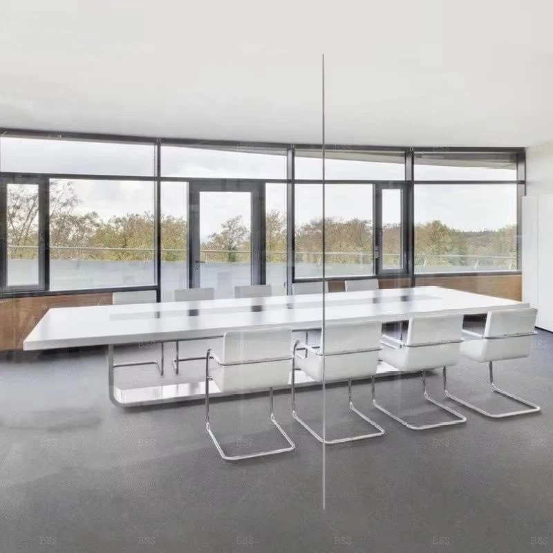 إيطاليا تصميم رائجة البيع مستطيل كبير الحجم 16ft طويل 18 مقاعد الرخام الاصطناعي مكتب طاولة المؤتمرات الحديثة