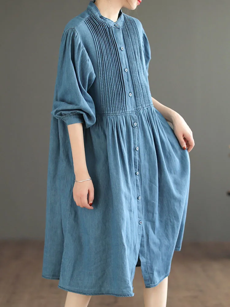 Max LuLu 2023 British Designer Spring Long Clothing Womens Fashion Elegant Loose Denim Dresses Females Leisure Vintage Vestidos