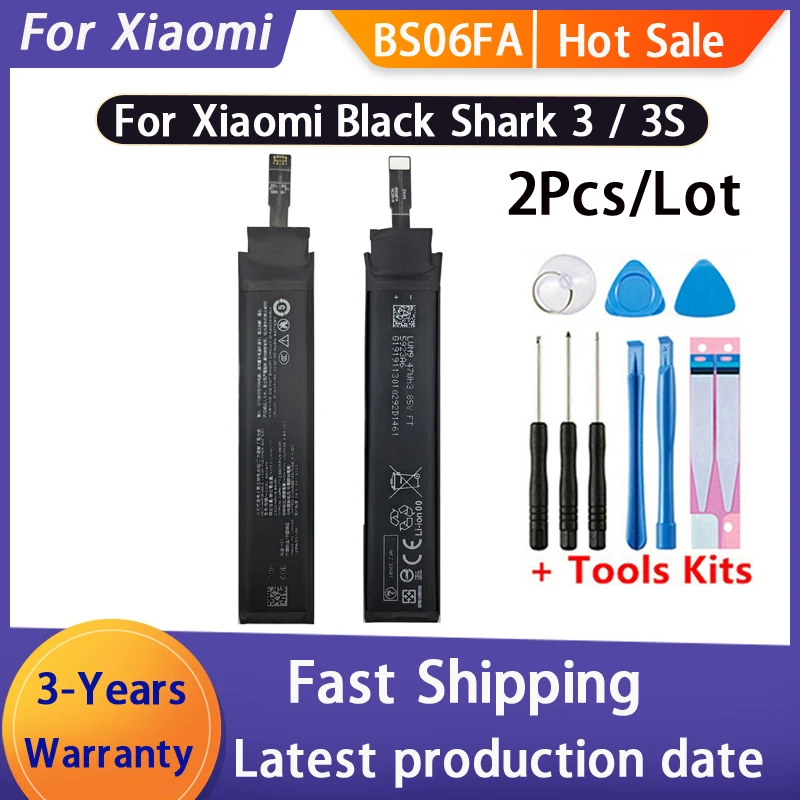 2pcs BS06FA Battery 2x2360mAh BlackShark For Xiaomi Black Shark 3 3S Shark3 High Quality Phone Batteries Bateria Batterij+Tools