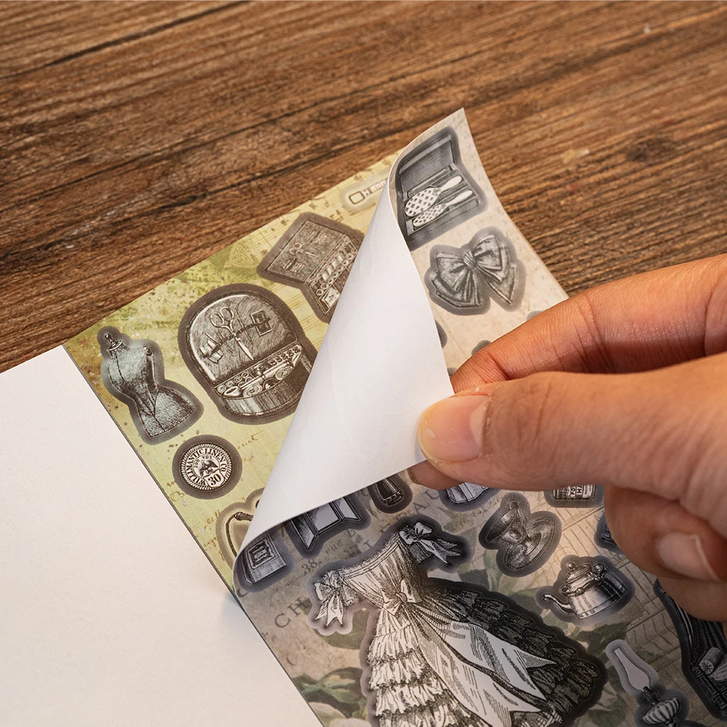 30/60개 빈티지 PET 다이컷 스티커 북 DIY 스크랩북 앨범 파라다이스 & 음식 장식용 레트로 INS 다이어리 스티커